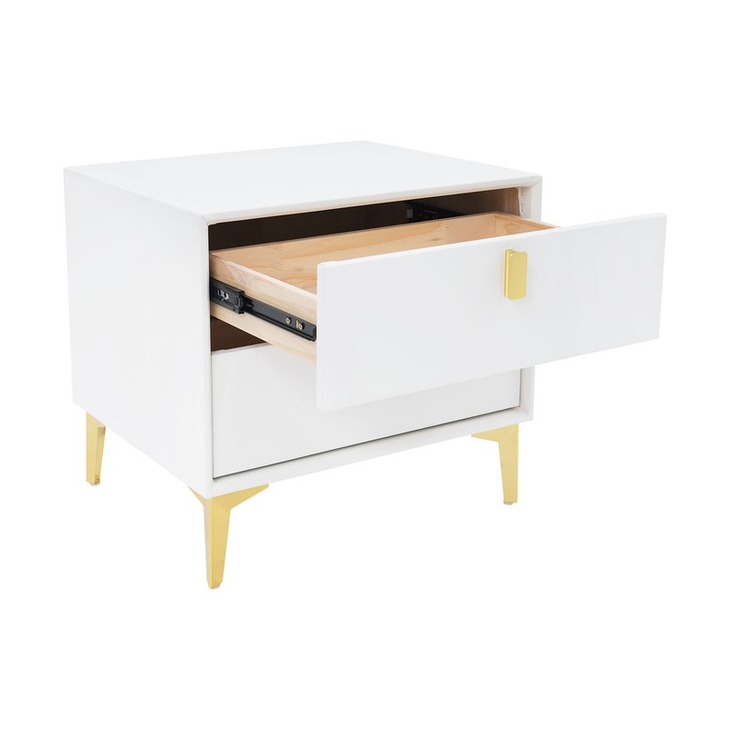 White Bedside Table, Storage Cabinet for the Bedroom, Side Table with 2-drawers gallery