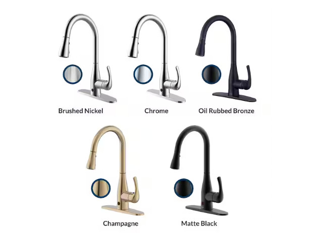 FLOW Single-Handle Pull-Down Sprayer Kitchen Faucet in Champagne Gold gallery