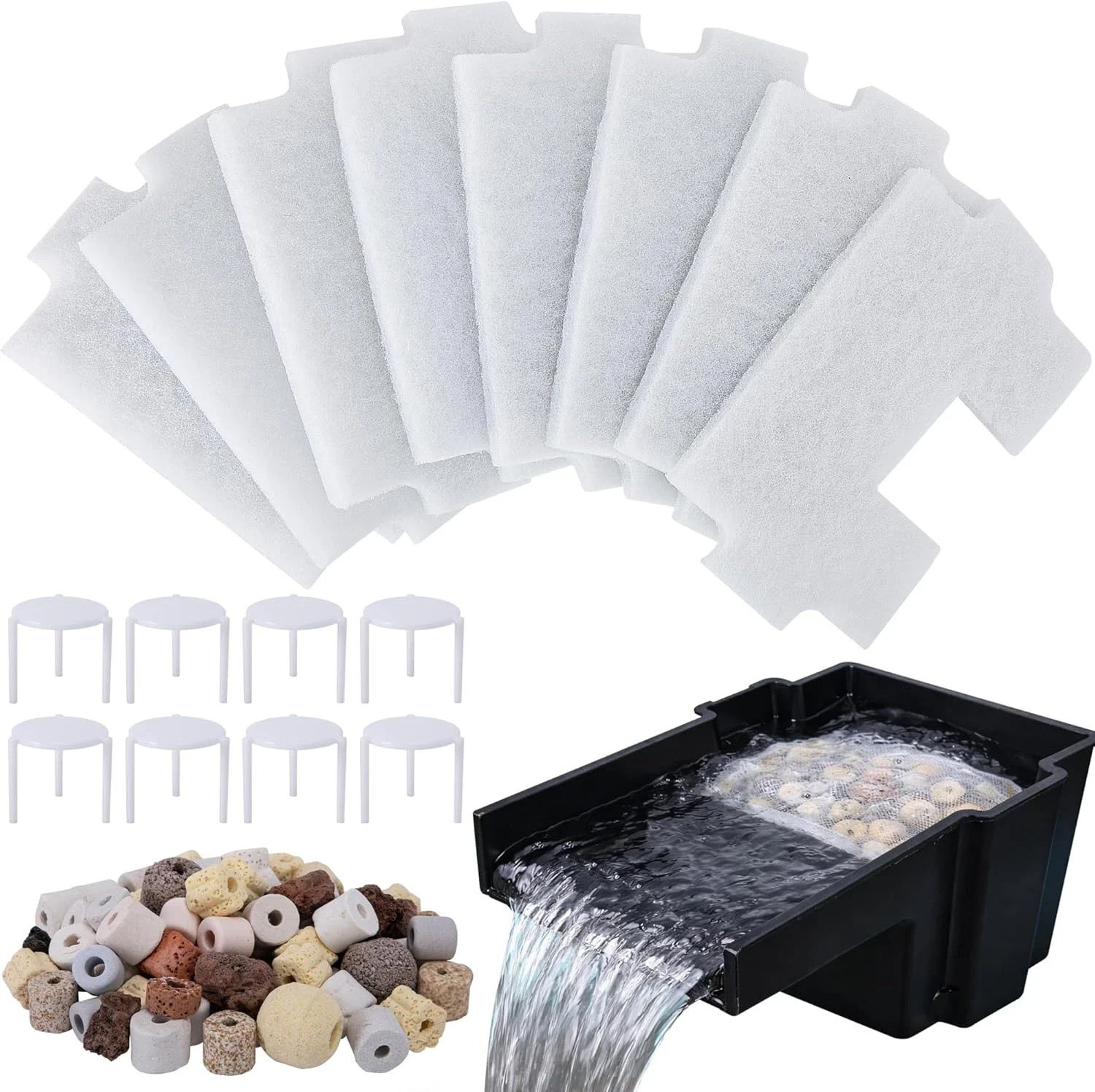 17 Pcs Pond Waterfall Spillway Filter Media, 8 Inch Waterfall Box Filter Pad wit gallery