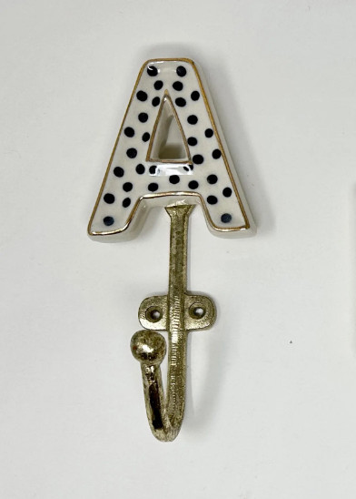 Hook Alphabet Ceramic Wall Gold Hooks Gold Hook | Hand Painted gallery