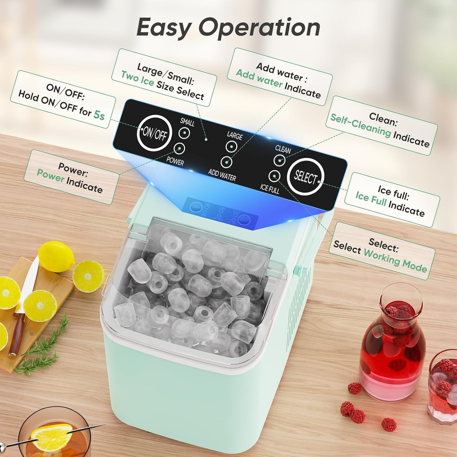 NEW Countertop Ice Maker with Handle, Fast Ice in 6 Mins, 26lbs/24H, Self-Cleani gallery