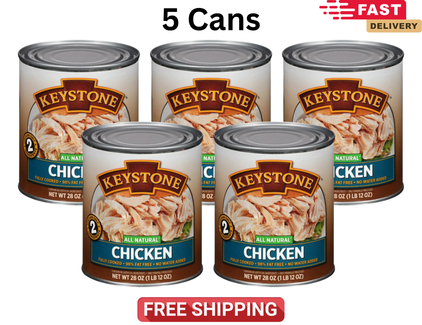 (5 Cans) Keystone Chicken **ALL NATURAL - NO PRESERVATIVES - FULLY COOKED** 28oz gallery