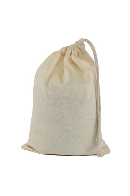 Single Drawstring Organic Cotton Muslin Bags - Premium Quality - Natural Color gallery