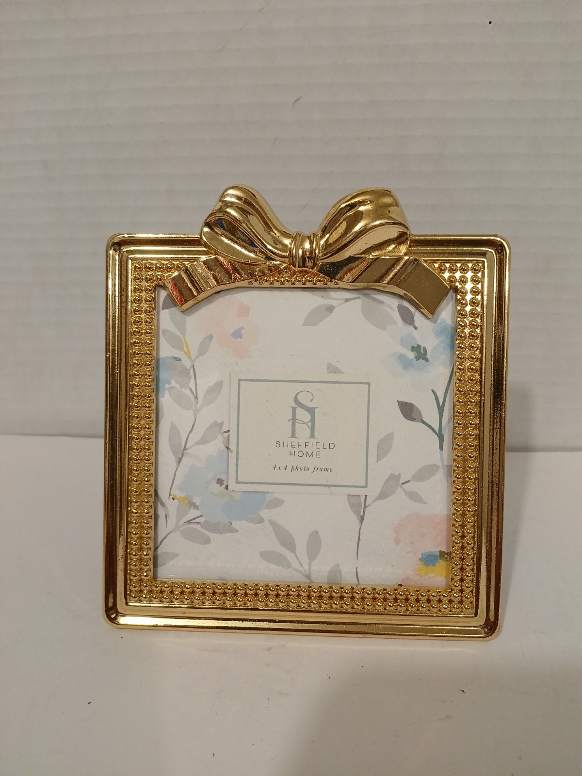 4x4 Gold Bow Picture Frame Square Tabletop Wall Mount French Provincial gallery