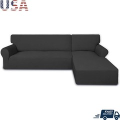 Super Stretch L Shape Sectional Couch Covers Non Slip Elastic Fabric Easy Care