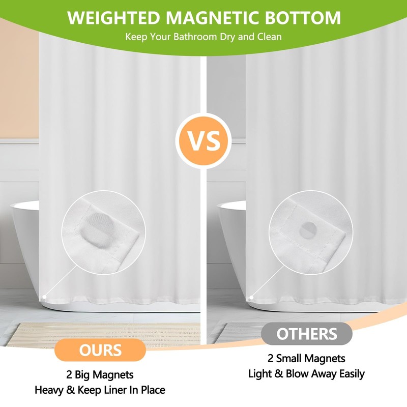 Seenus Waterproof Soft Microfiber Shower 72"W x 72"L (Pack of 1), White gallery