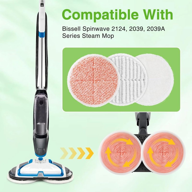 8Pcs Replacement Mop Head Pad For Bissell Spinwave 2039A 2124 Powered Hard Floor gallery
