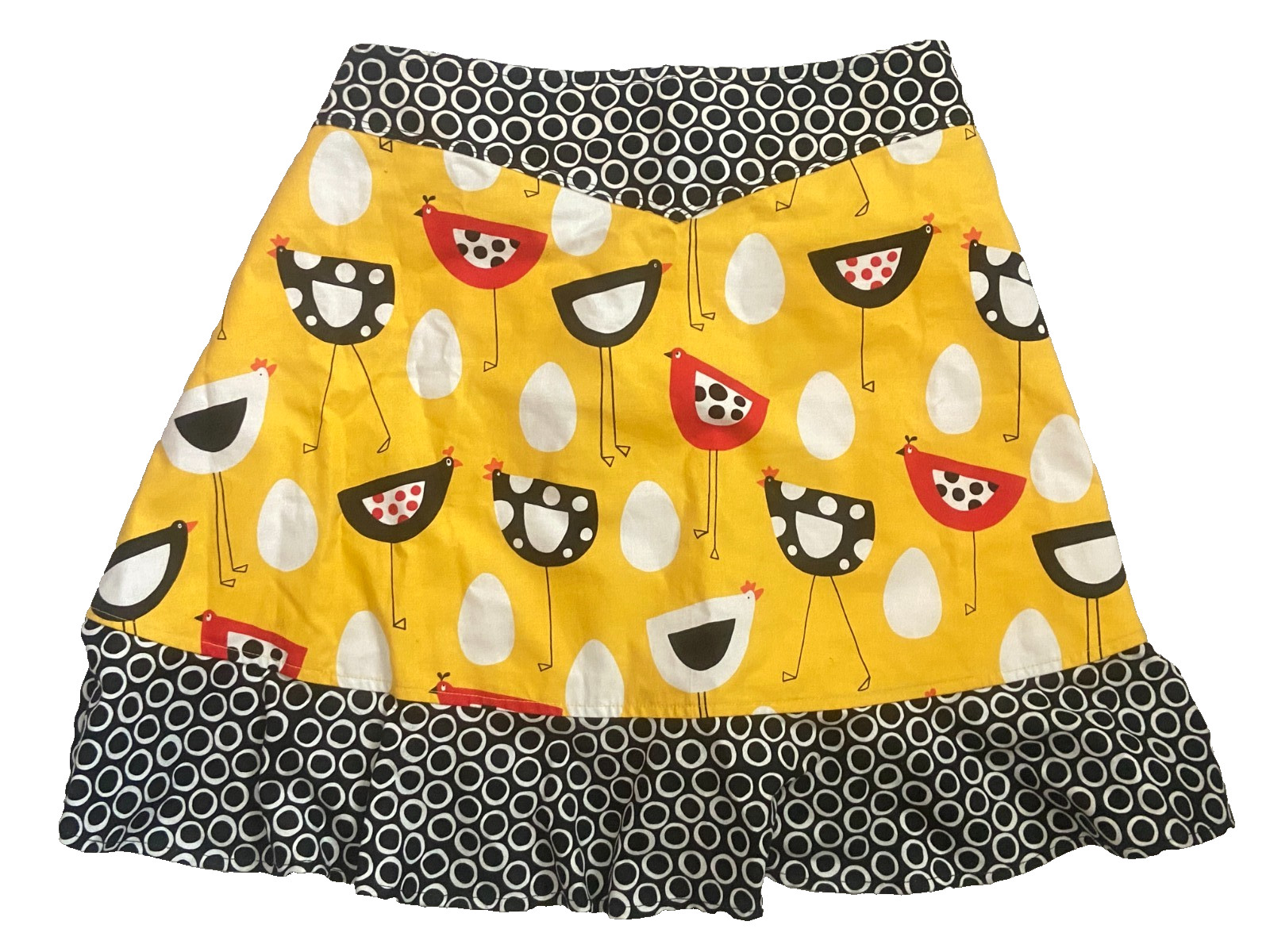 CHICKEN Half Apron Hand-made Gold Black & White NEW fits up to 45" Waist XXL gallery