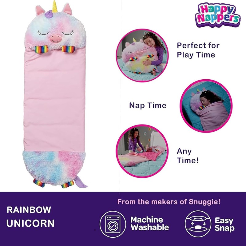 : Pillow & Sleepy Sack: Medium - Rainbow Unicorn - 54 X 20, Plush Animal Charact gallery