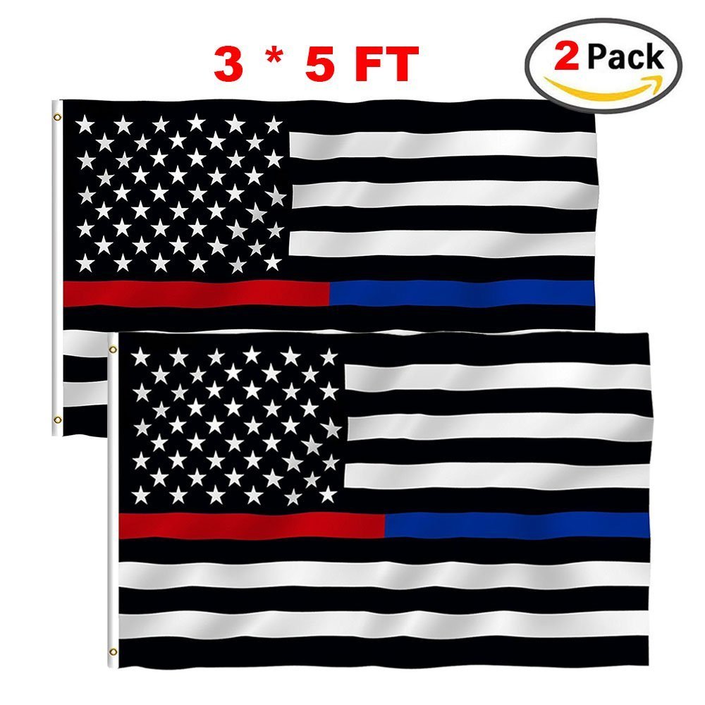Thin Blue Red Line Flags 2 pack 3x5 Home Polyester Nylon Flag Brass Grommets gallery