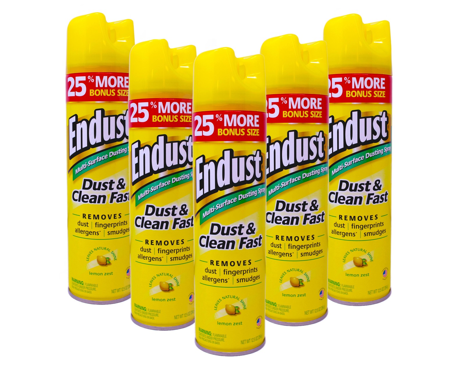 Endust Multi-Surface Dusting & Cleaning Spray, Lemon Zest 12.50 oz (Pack of 5) gallery