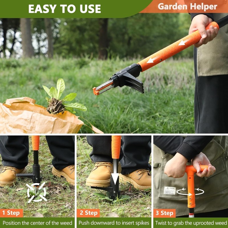 Weed Puller Tool, 3/4 Claw Stand Up Weed Puller Tool with Ergonomic Long Handle gallery