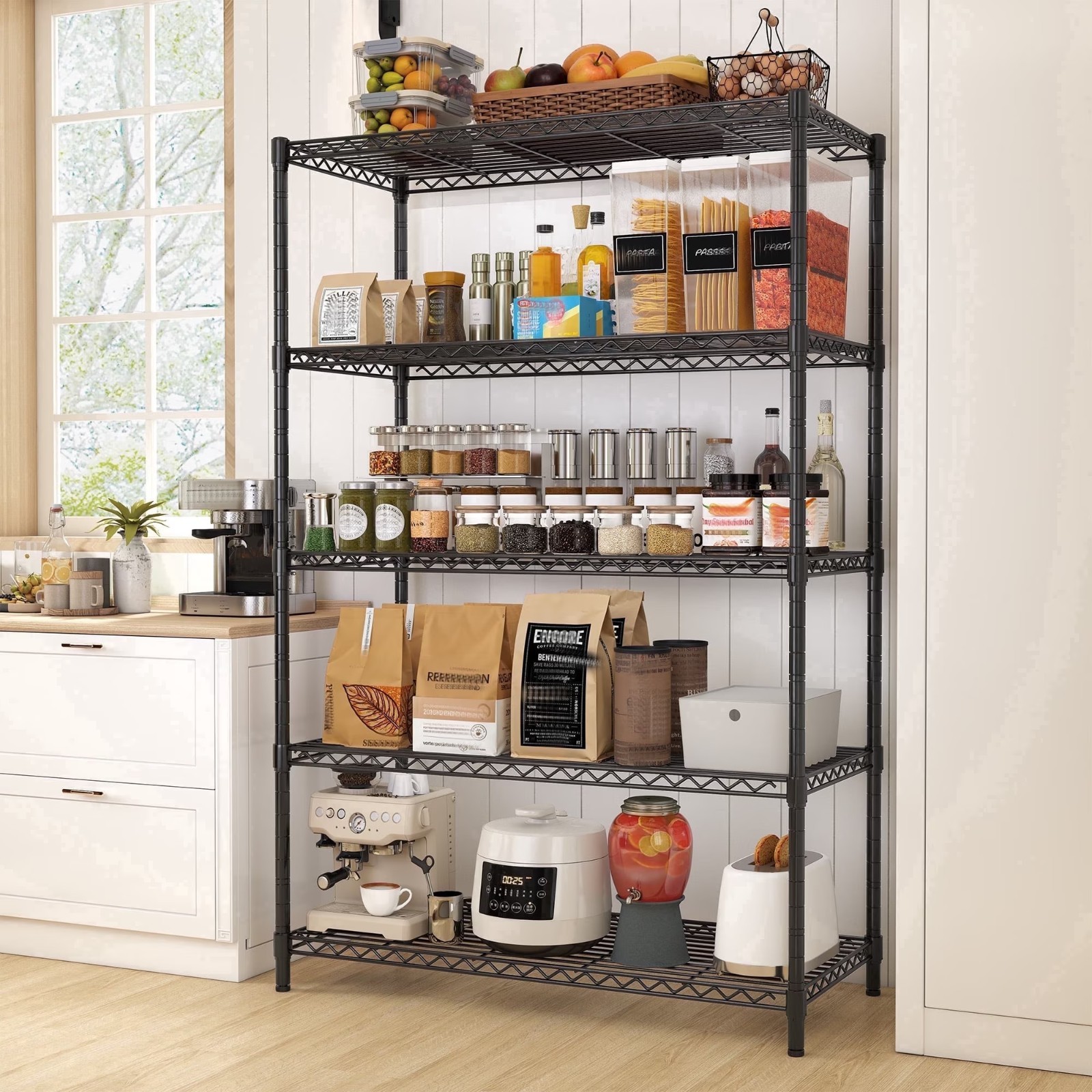 5 Tier Metal Wire Shelving Unit Adjustable Storage Rack 36 x 14 x 72 Inch Black gallery