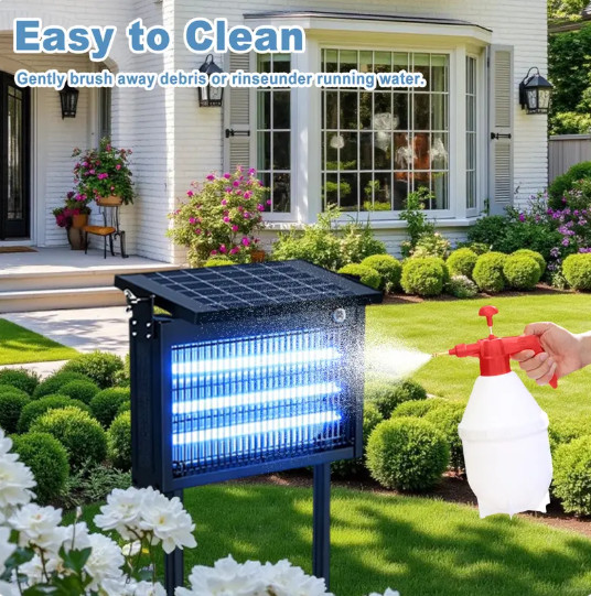 Solar Bug Zapper Outdoor Waterproof Mosquito Fly Killer Smart Sensor Solar Recha gallery