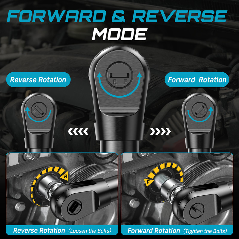 Seesii Cordless Extended Electric Ratchet Wrench 3/8" Brushless 80NM 400RPM gallery