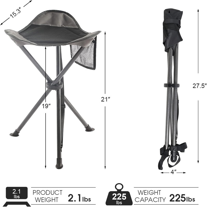 Portable Tall Folding Tripod Stool for Camping & Outdoor Adventures - 225 lbs gallery