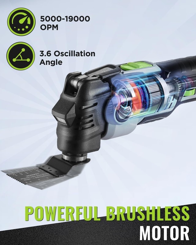 WORKPRO 20V Oscillating Tool Kit, Cordless and Brushless 19,000 RPM Orbiting Mul gallery