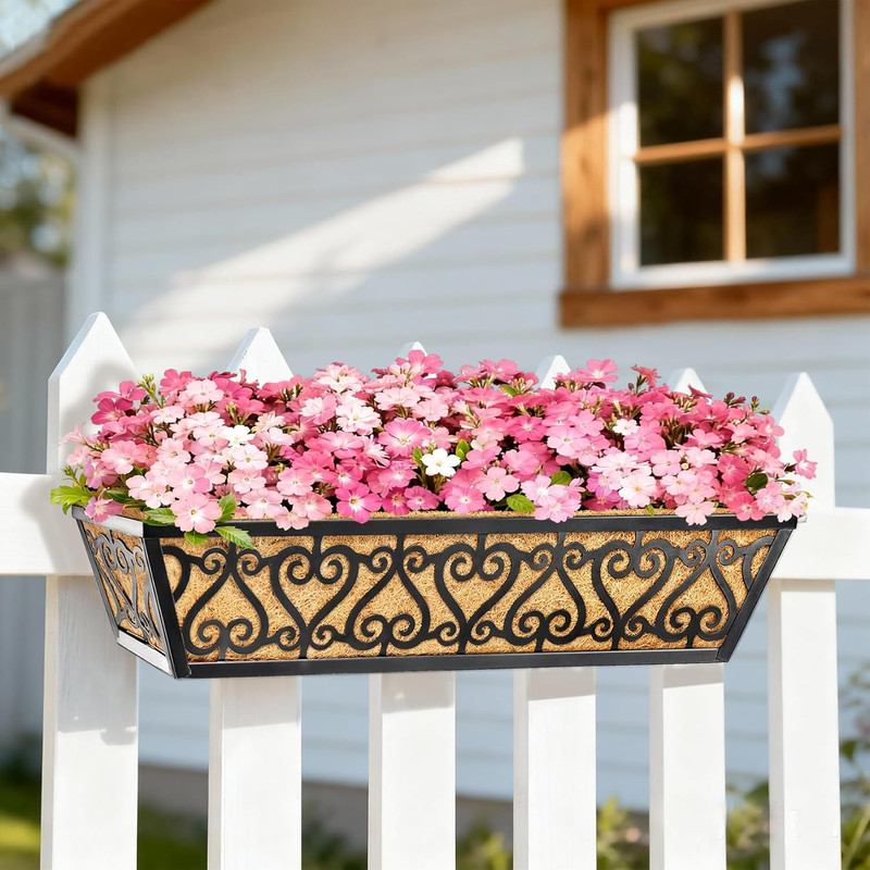 2 Pack 24 Inch Deck Railing Planter Box - Window Boxes Planters with Adjustable gallery