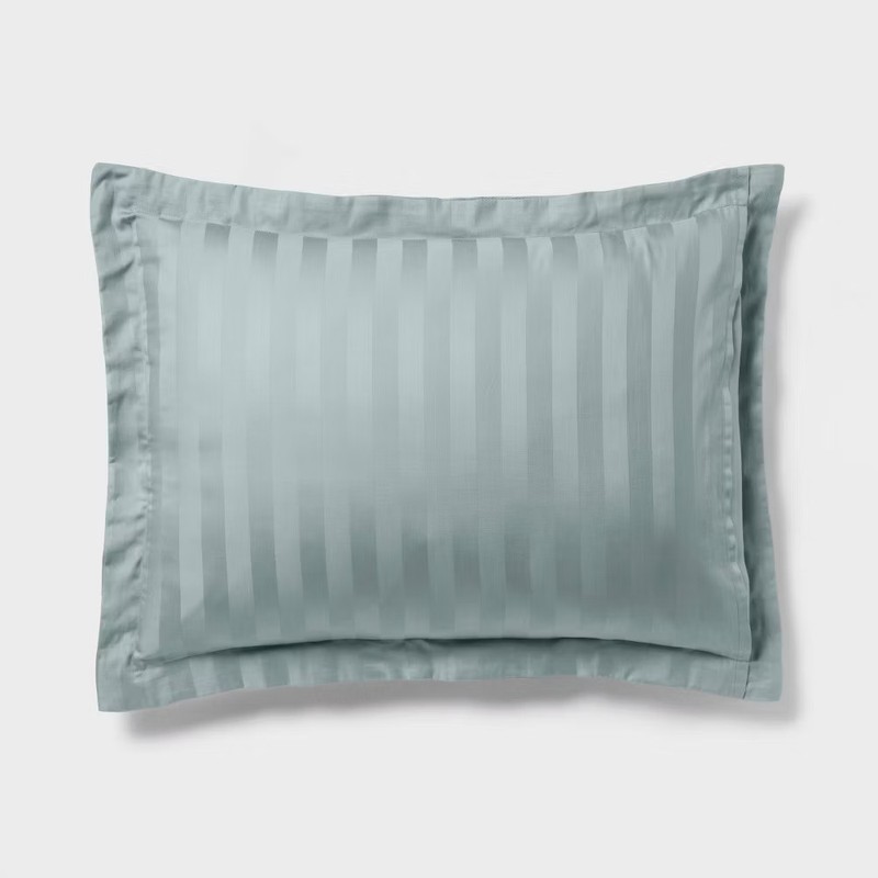 Threshold Cotton Damask Comforter Set Luxe Year-Round Fabric, Teal Green, King gallery