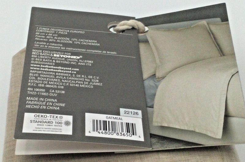 NEW The Threadery Luxe Cotton Cashmere European Pillow Sham In Oatmeal Free Ship gallery