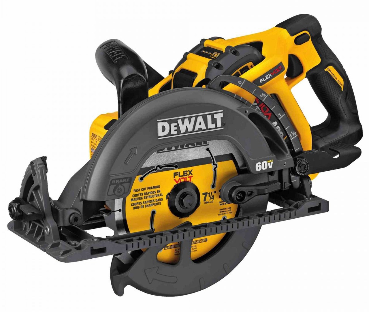 Dewalt DCS577x1 Flexvolt 60v Max Li-Ion 7-1/4 In Cordless Wormdrive Circular Saw gallery