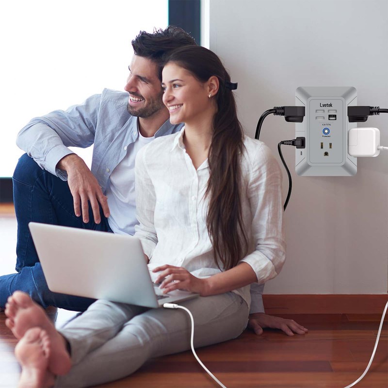 Surge Protector Outlet Extender with 5 Multi-Plug & 4 USB Ports, 1680J Power Str gallery
