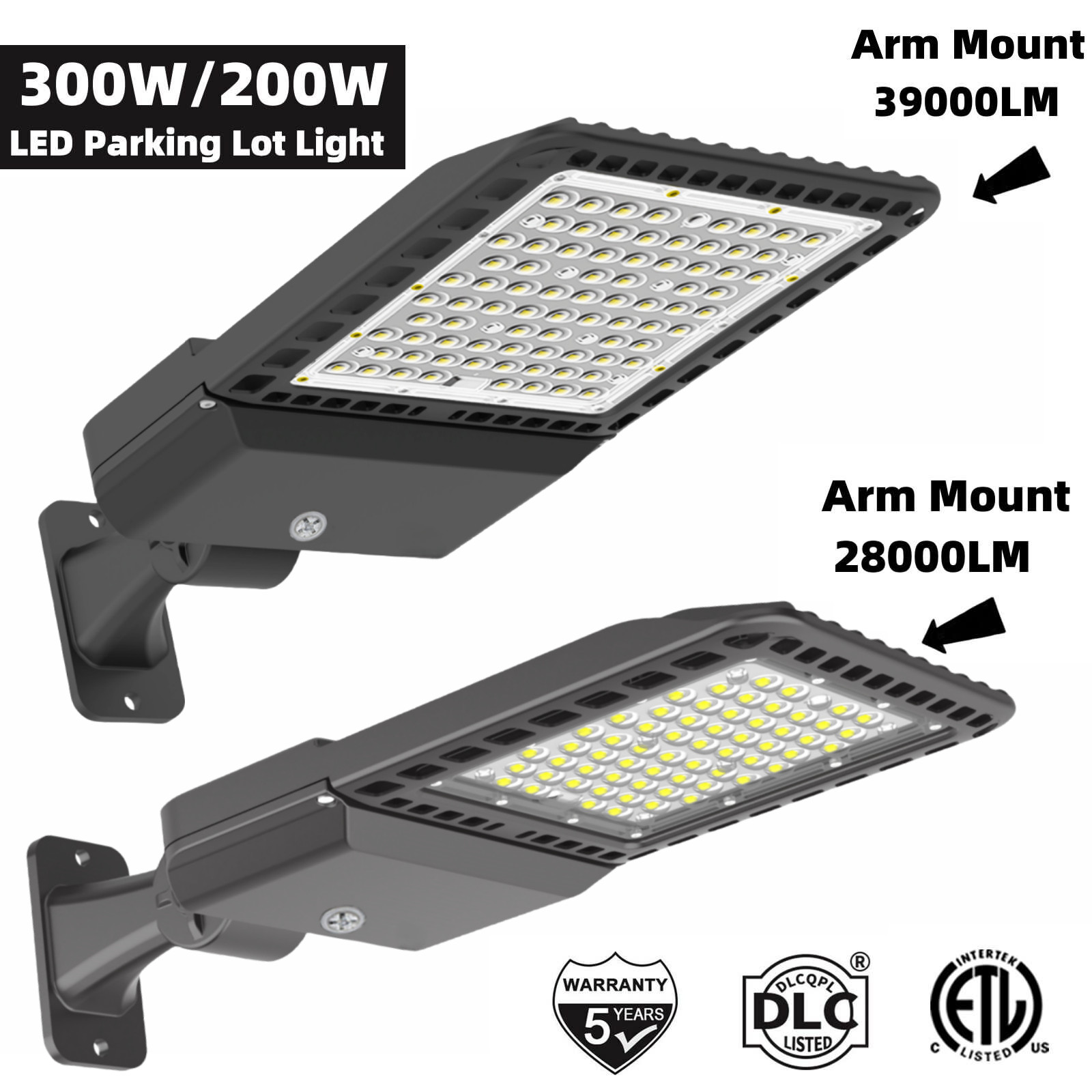 Commercial LED Area Light [800-1000W HPS Equiv.]- ETL Certified 5700K Pole Light gallery
