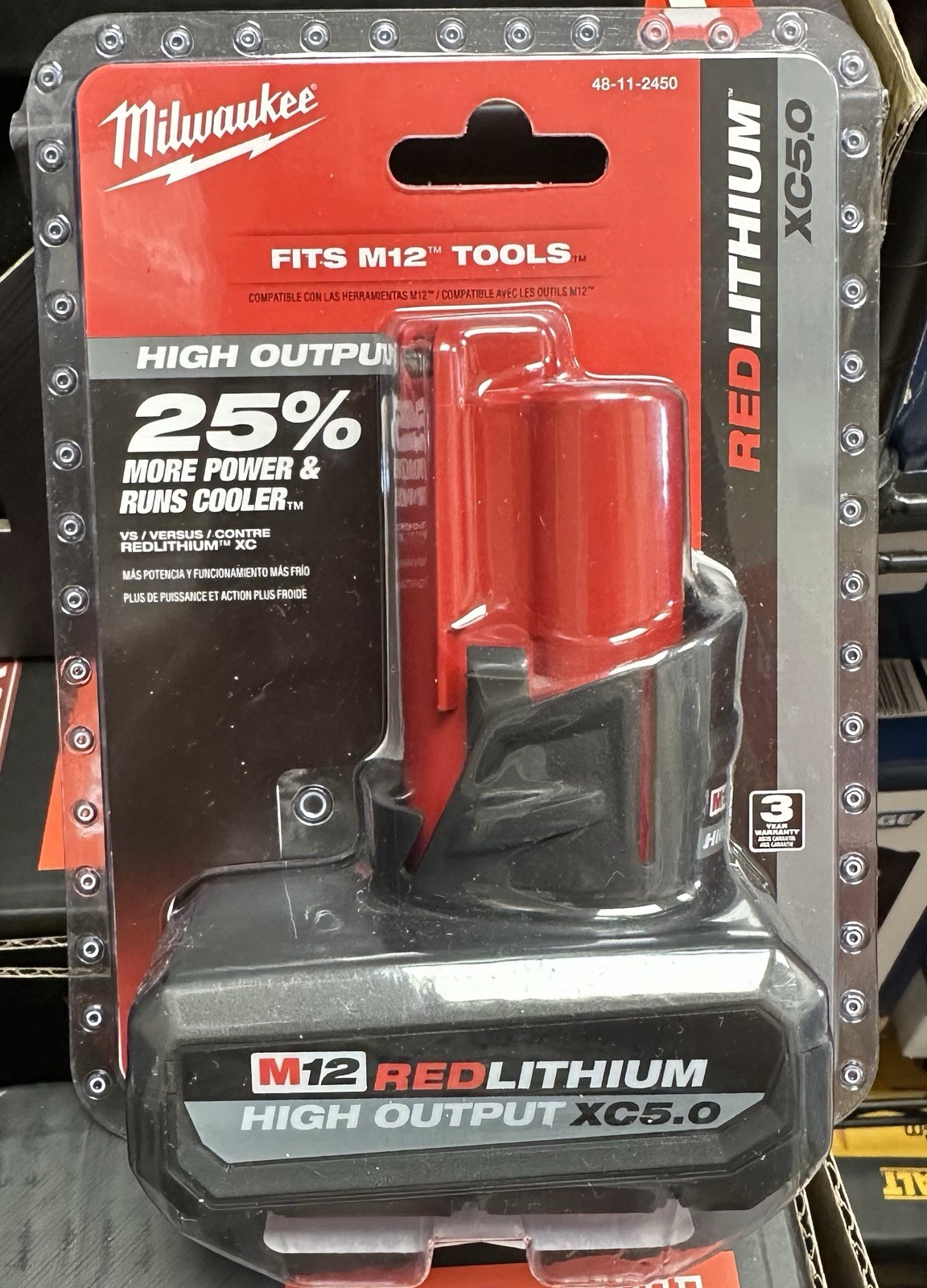Milwaukee M12 High Output XC5.0 Lithium-Ion Battery Pack - Red (48-11-2450) gallery