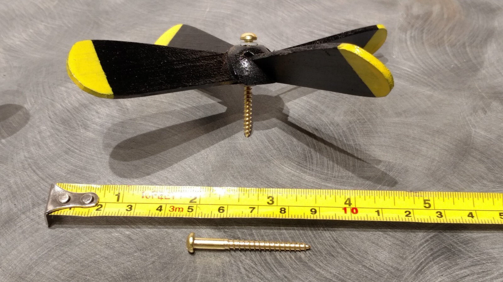 ONE 5.5" Airplane Whirligig Propeller fully assembled painted 4 BLADE WOOD gallery