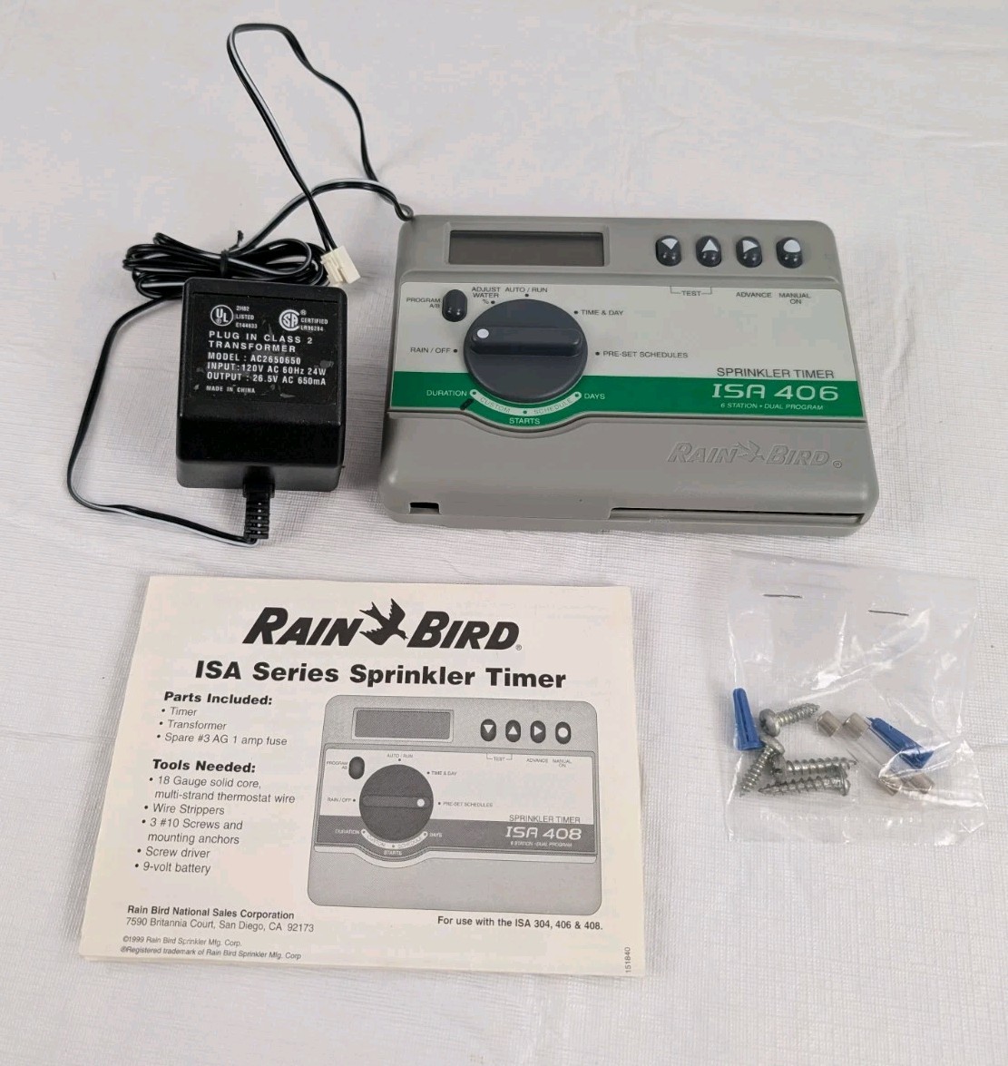 Rain Bird ISA-406 Irrigation Timer - 6 Station Duel Program Sprinkler Timer gallery