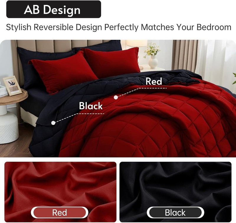 7 Pcs Queen Comforter Set, Reversible Bed in a Bag , All Season Bedding Set gallery