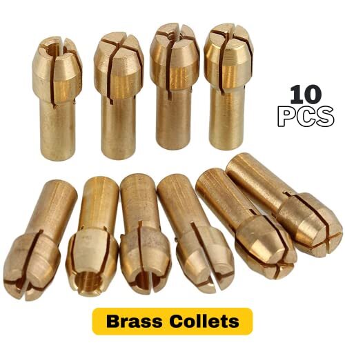 10 Pcs Brass Collet Set Compatible with Dremel 480, 481, 482, 483 3.2mm (1/8 inc gallery