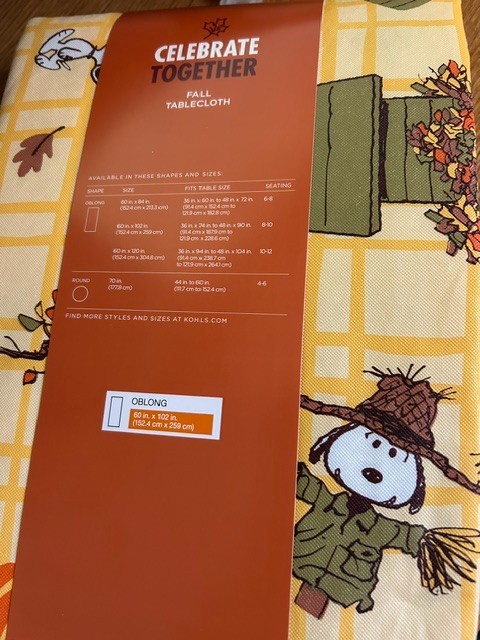 Peanuts Snoopy & Woodstock Peva Flannel Back FALL Tablecloth 60" x102" gallery