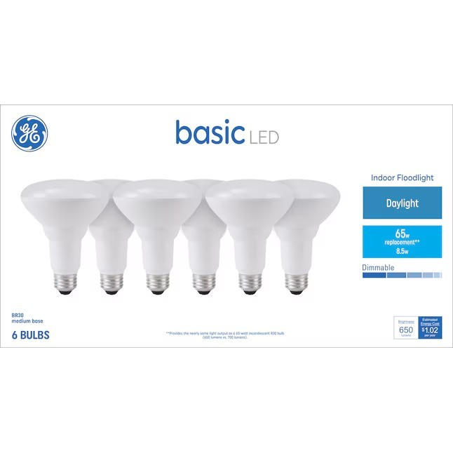 GE LED Indoor Floodlight Dimmable 65 Watt Equivalent Daylight BR30 (6-Pack) gallery