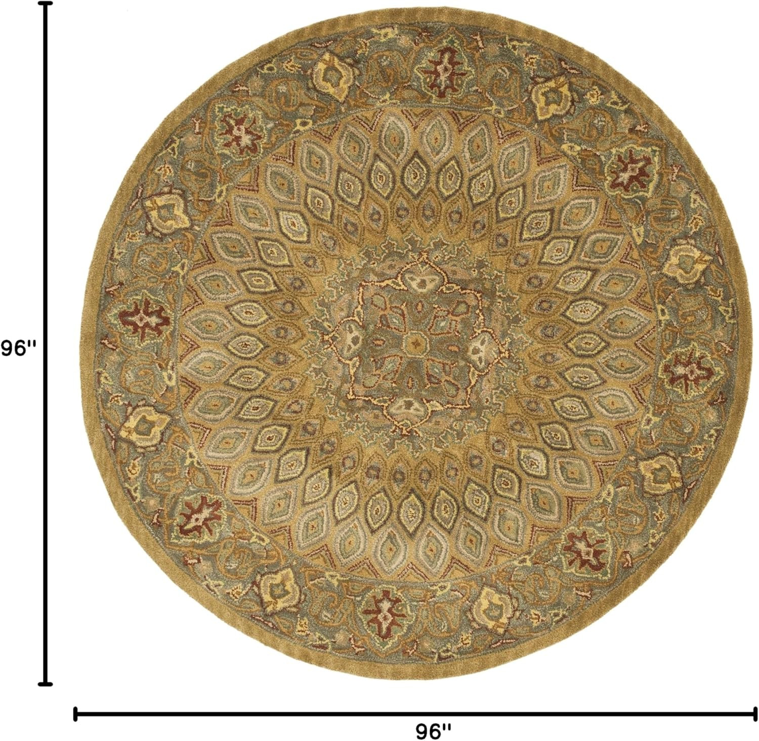 Handmade 8' Round Light Brown/Grey Premium Wool Oriental Area Rug gallery