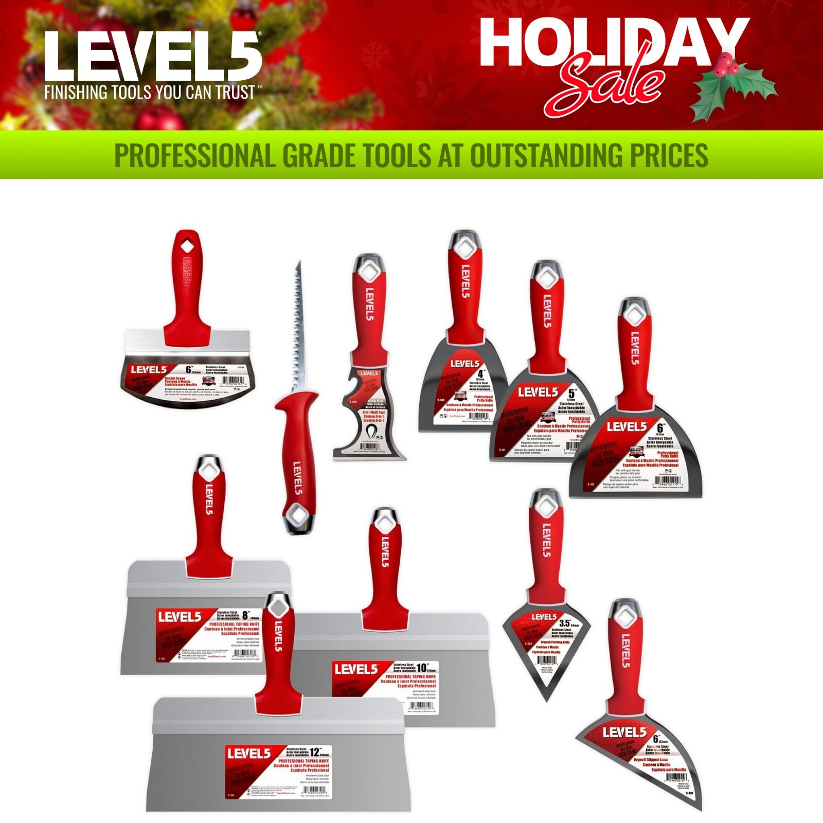 LEVEL5 Drywall Finishing Hand Tool Set | Stainless Steel | Pro Grade | 5-624 gallery