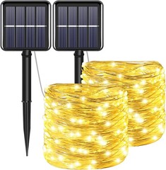 YAOZHOU Solar String Lights for Outside, Fairy Lights Outdoor Waterproof, Warm W