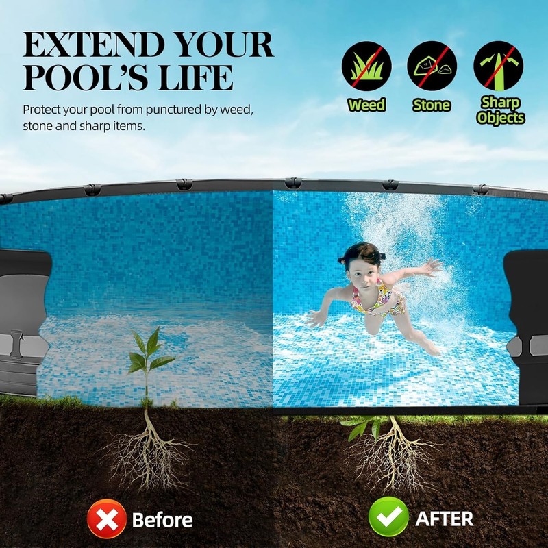 18 Ft Pool Under Mat Protects, Insulates & Extends Pool Life Black gallery