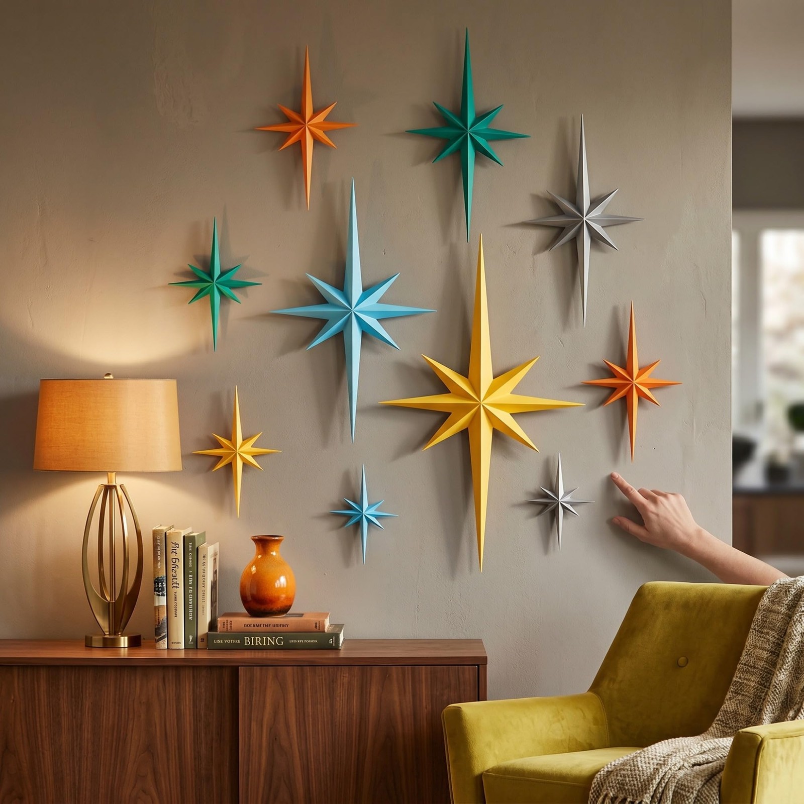 Fiwochic 10 Pcs Large Mid Century Decor, 11.81 x 5.91 inches, Multicolor gallery