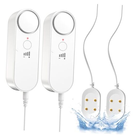 Water Leak Detector 2-Pack – 100dB Loud Alarm with 6.5ft Detection 2 Pack