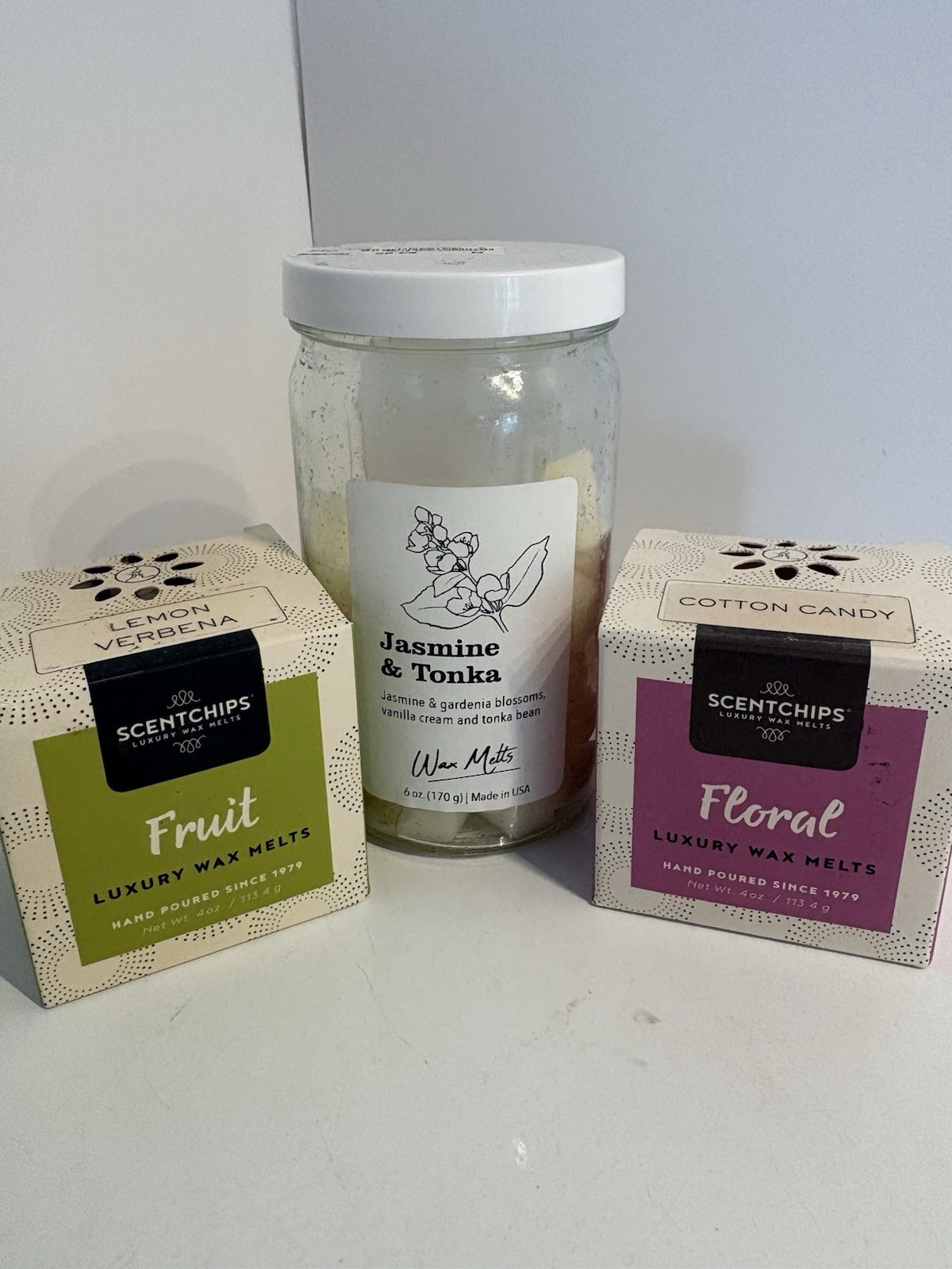 Wax Melt Lot 3 Scents Partial Containers 8 Ounces Total. Floral, Fruit, Jasmine gallery