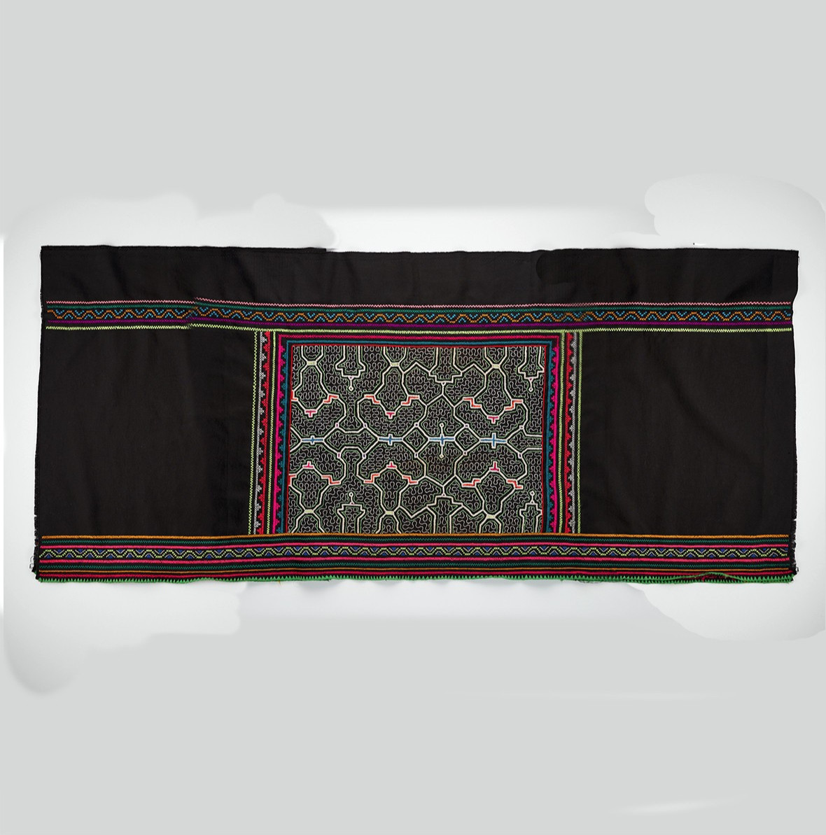 Shipibo Hand Embroidered table runner Ethnic Conibo Kene Tapestry Altar gallery