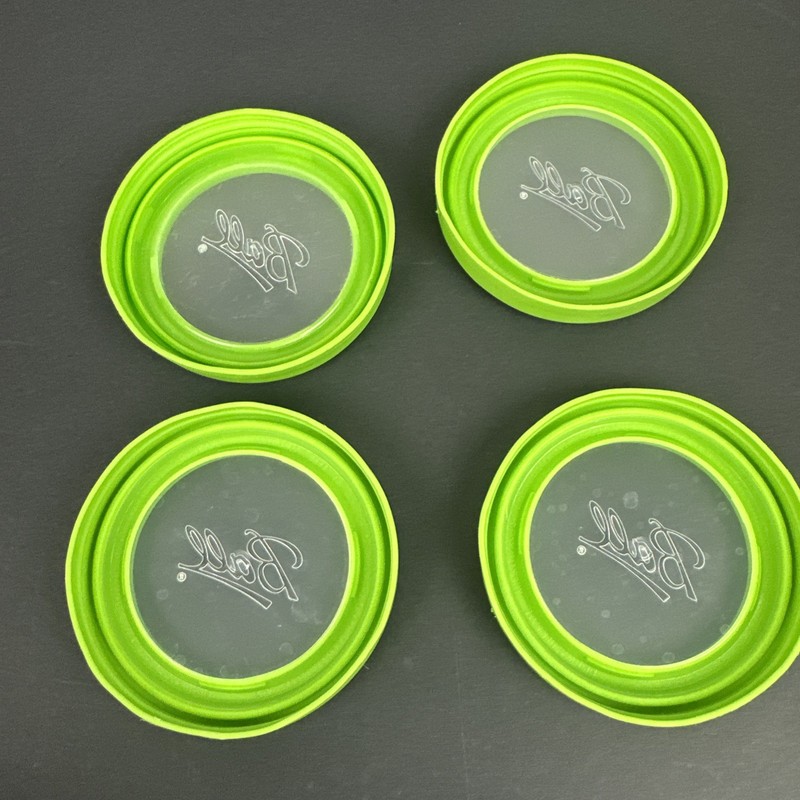 4 Vintage Ball Plastic Freezer Jars Snap-on Green Lids ONLY 8 oz 1 Cup 1/2 Pint gallery