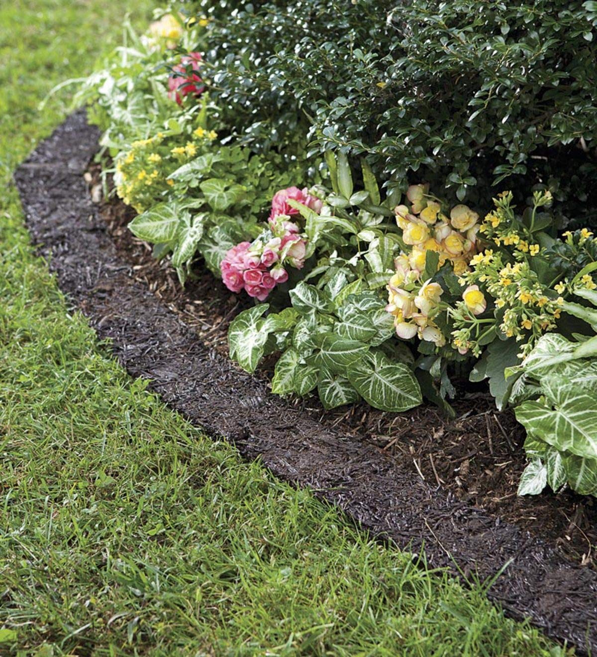 Permanent Mulch Recycled Rubber Border 10 Feet Long x 4.5 Inches Wide | Weed... gallery