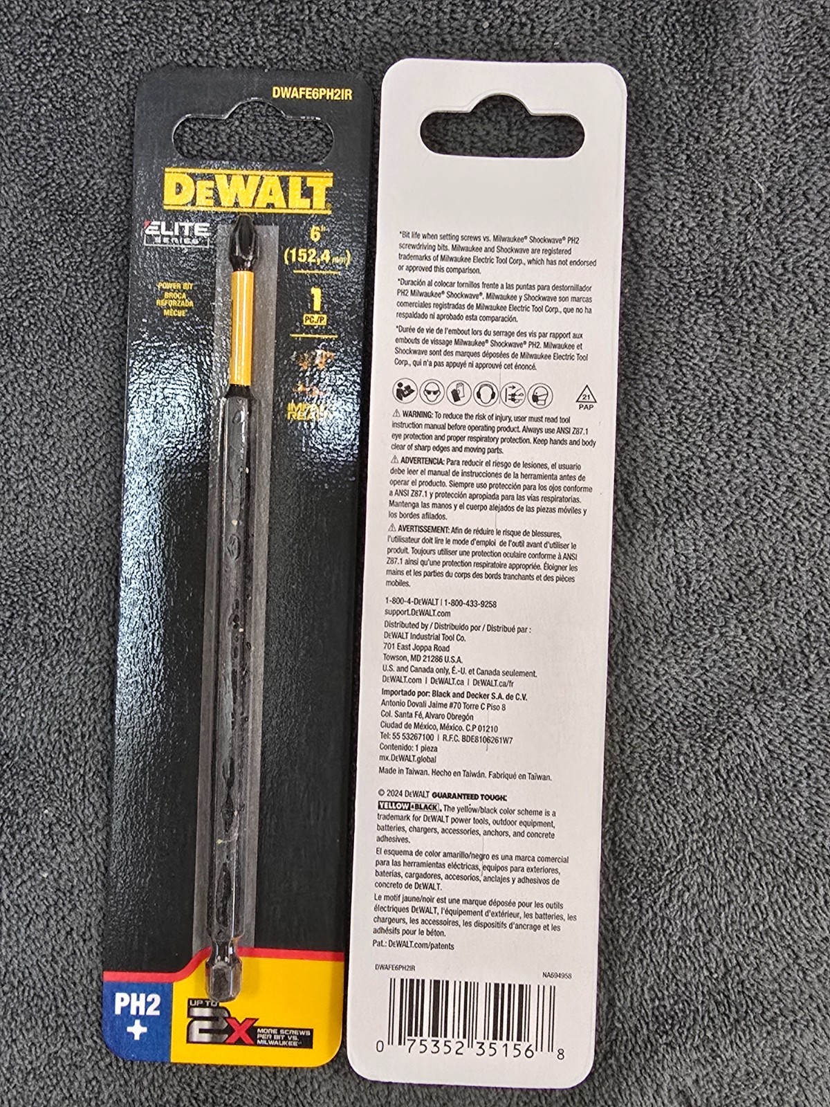(2) Dewalt Elite Series Phillips #2 Bit, 6 In. Steel Screwdriver Bit, Hex Shank gallery