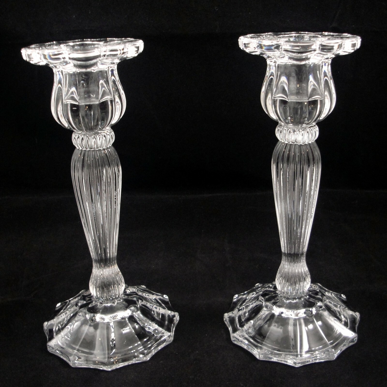 Clear Glass Dodecagon Column Candlesticks Taper Candle Holders 7" Elegant Decor gallery
