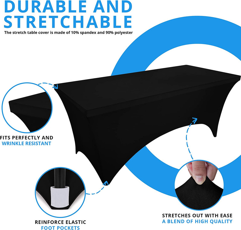 Spandex Tablecloth 2 Pack [6FT, Black] Tight, Fitted, Washable and Wrinkle Resis gallery
