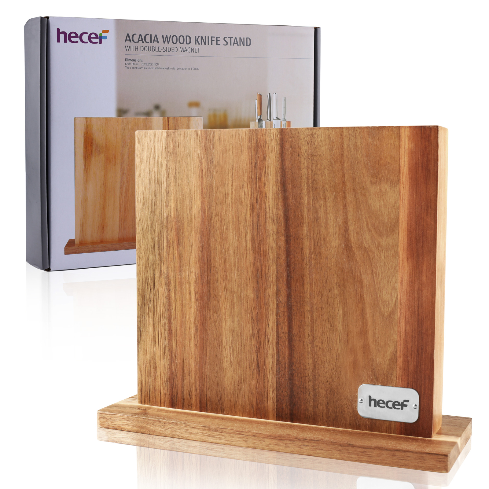 Knife Block Double-Sided Magnetic Wooden Knife Holder Knife Storage Organizer gallery