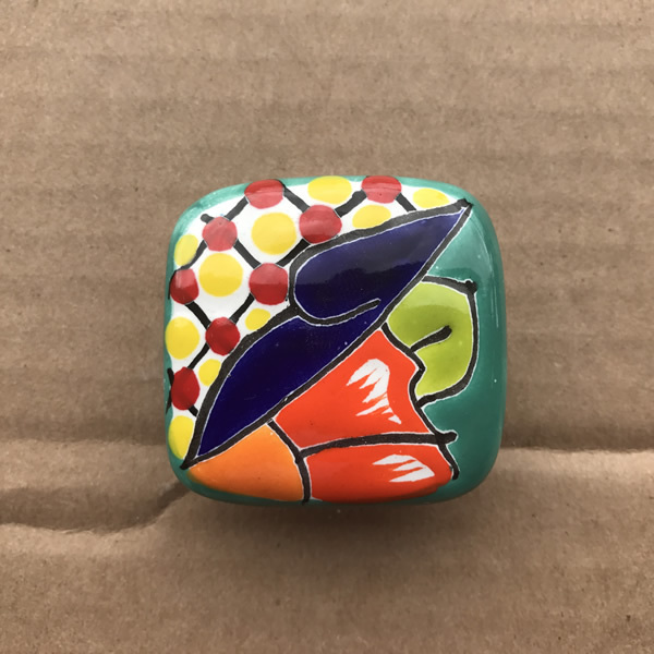 C30 TALAVERA CABINET DRAWER PULL CERAMIC KNOB FLOWER DESIGN Amigos Pottery MX gallery