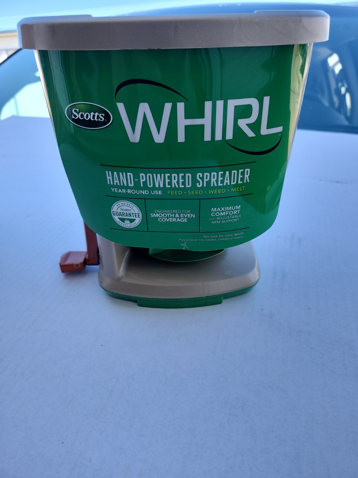Scotts Whirl Hand-Powered Spreader for Grass Seed, Fertilizer, Salt and Ice Melt gallery